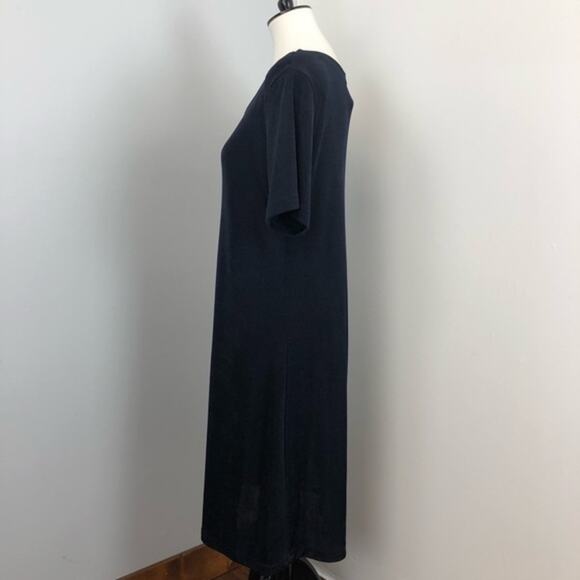 Hanes Collection Vintage Stretch Asymmetrical Neck Midi Shirt Dress Large Casual - Picture 4 of 7